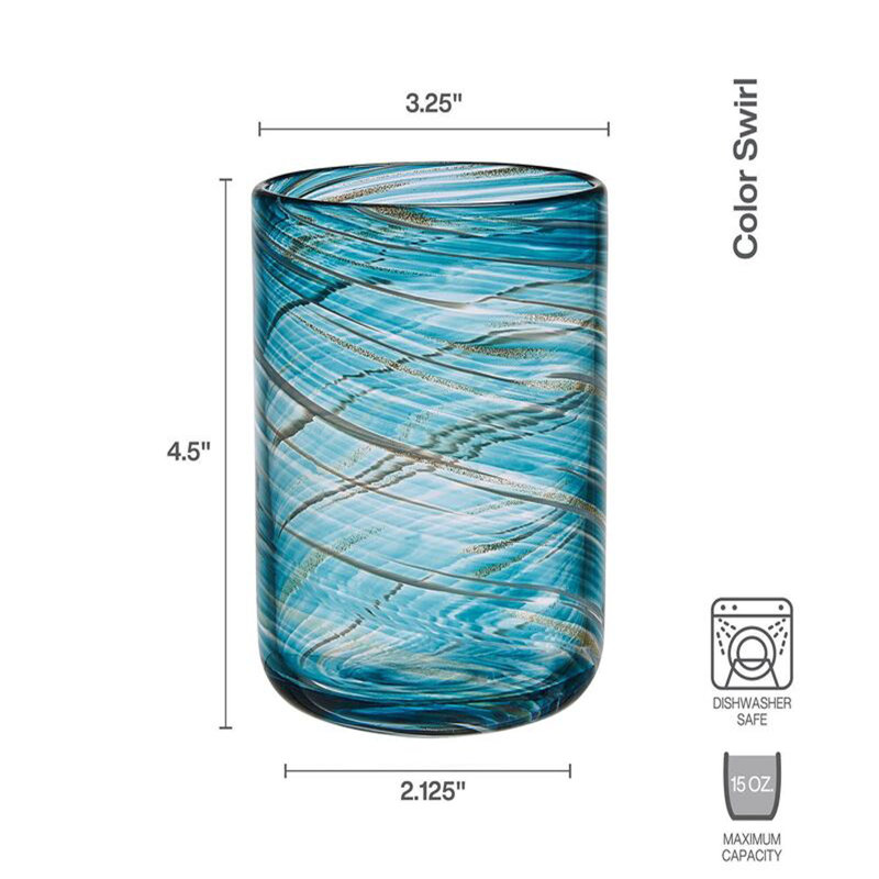 Mikasa Color Swirl Rocks Double Old Fashioned Glasses, Set Of 4, Blue Wayfair